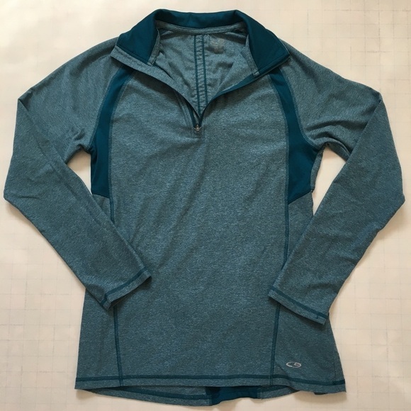 Champion Duo Dry  1/4 Zip Long Sleeve Grayish Green Blue  Activewear Top Size XS - Picture 3 of 16